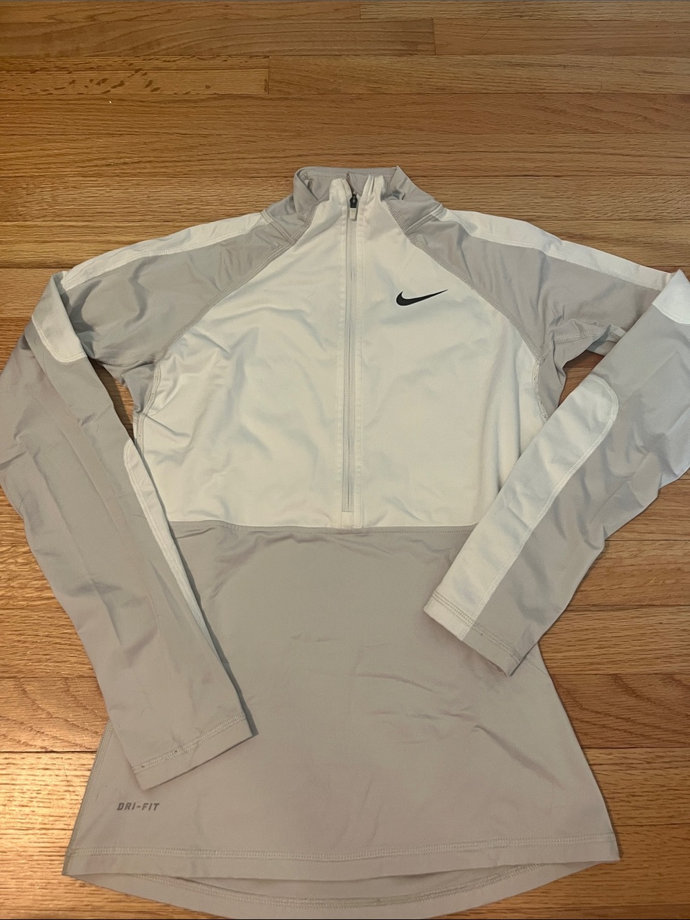 Nike Half-Zip Performance Top - White & Tan/Gray, Small